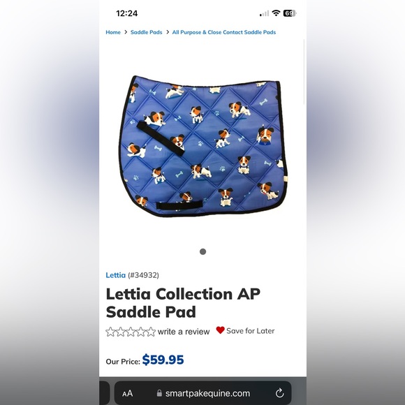 Lettia All Purpose Full Puppy Print Saddle Pad - Picture 4 of 8